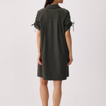 Lolë Momentum Shirt Dress in olive — a polished shirt dress with a Lolë twist
