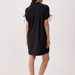 Lolë Momentum Shirt Dress in black — a polished shirt dress with a Lolë twist