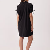 Lolë Momentum Shirt Dress in black — a polished shirt dress with a Lolë twist