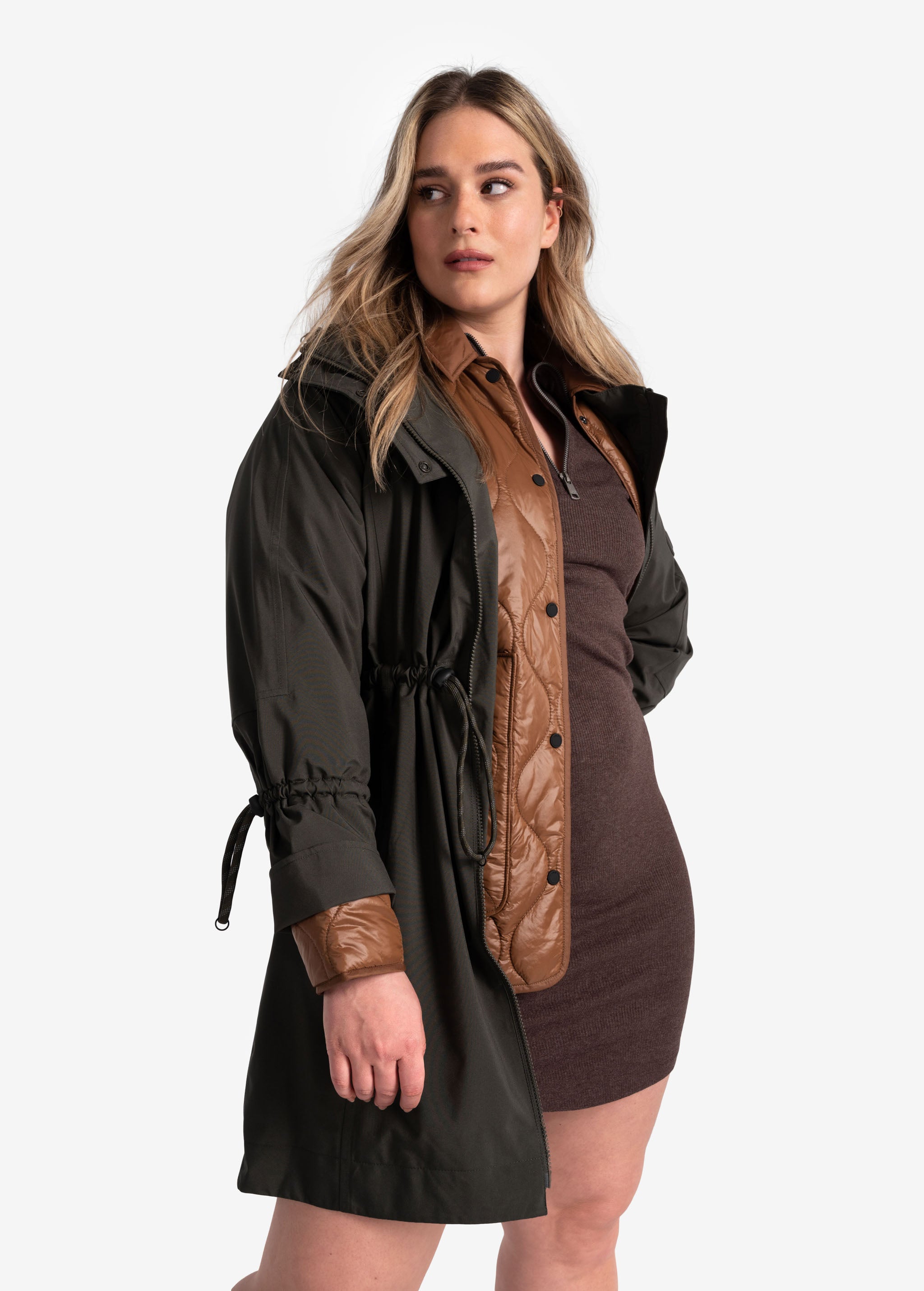 Lolë Piper Oversized Packable Rain Jacket in olive