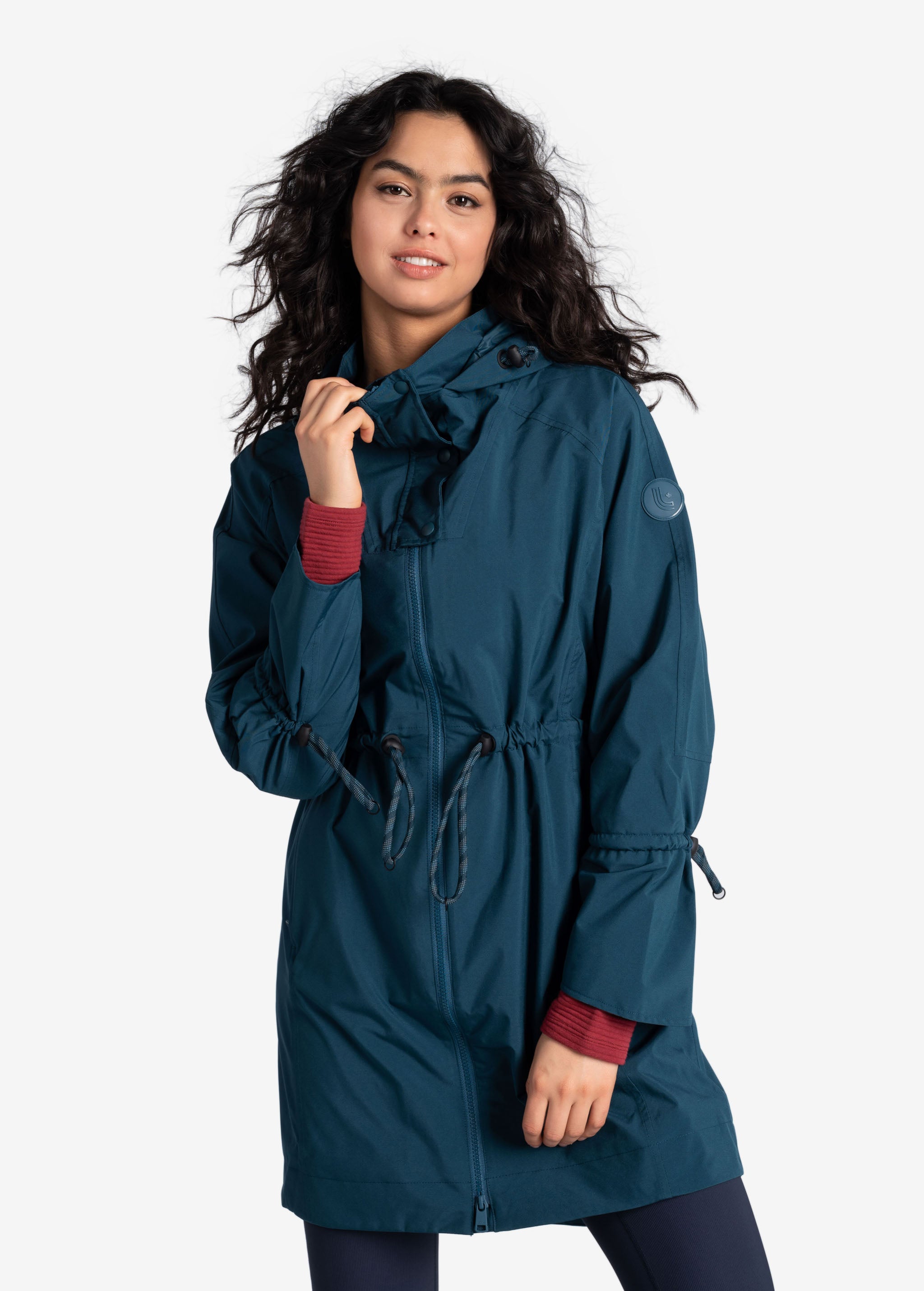 Lolë Piper Oversized Packable Rain Jacket in blue