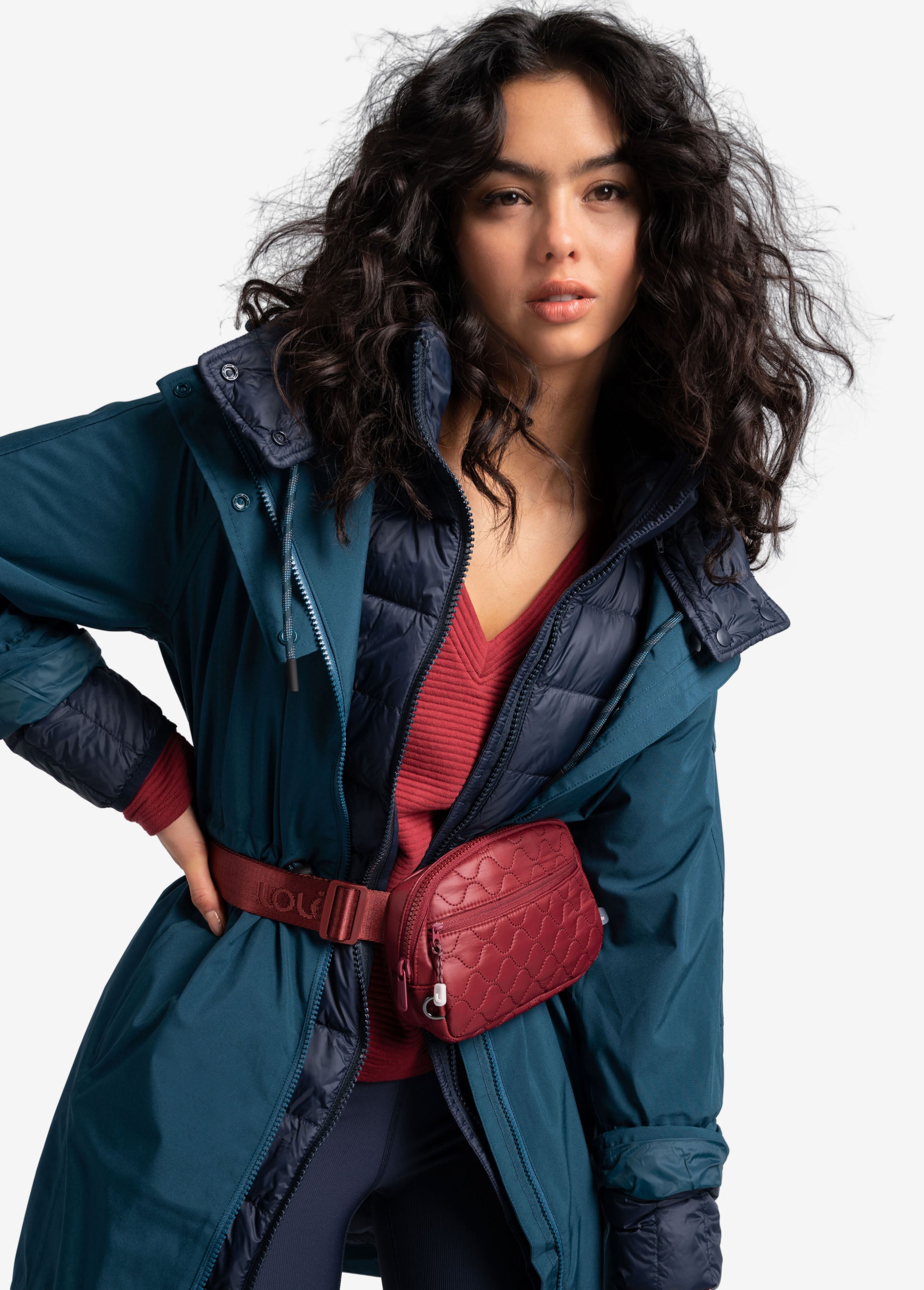 Lolë Piper Oversized Packable Rain Jacket in blue