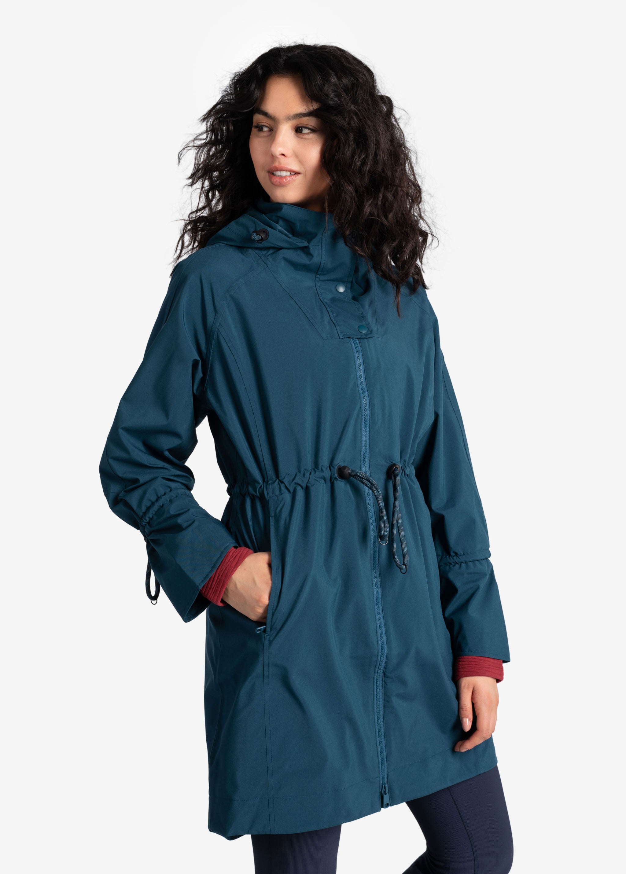 Lolë Piper Oversized Packable Rain Jacket in blue