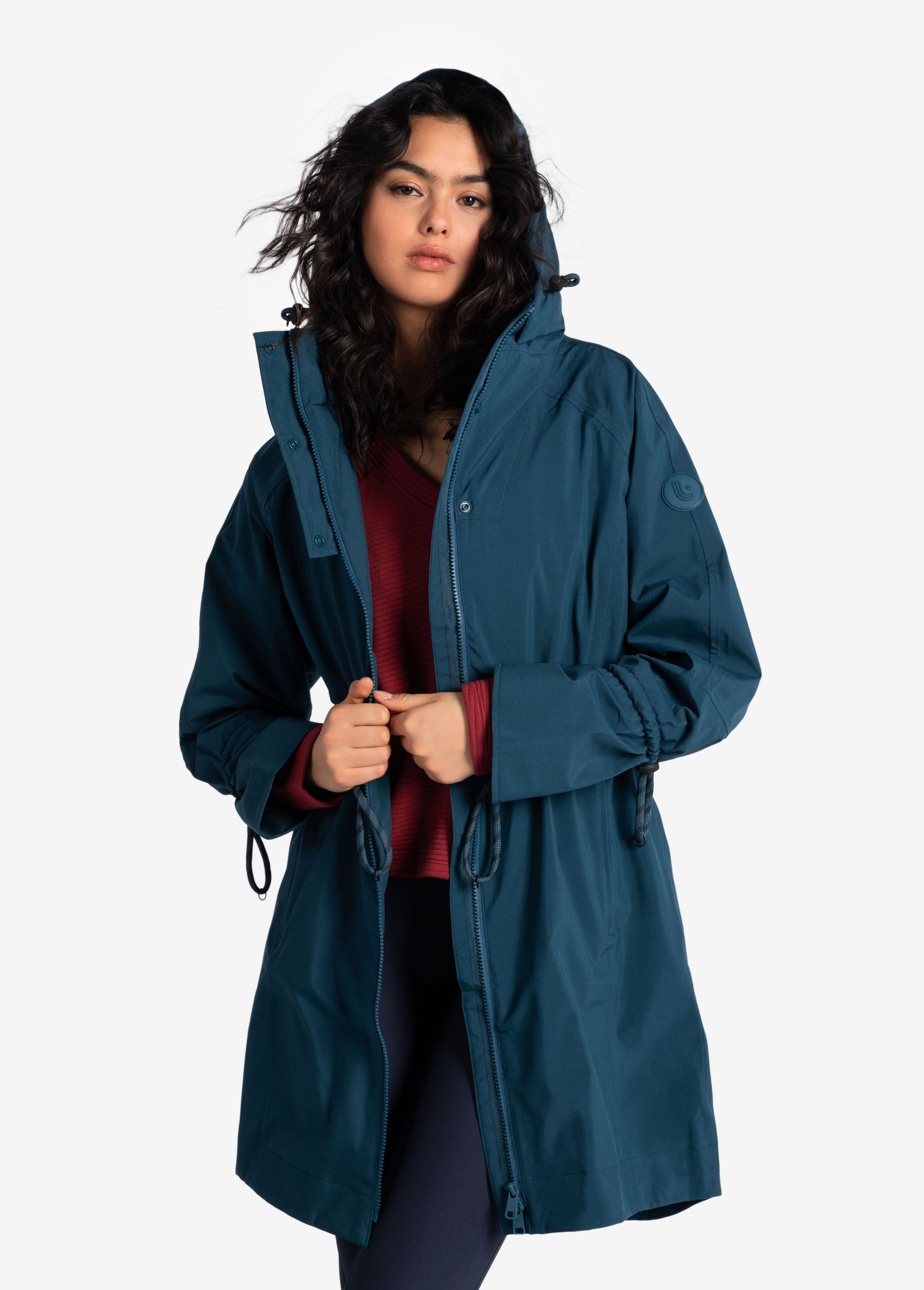 Lolë Piper Oversized Packable Rain Jacket in blue