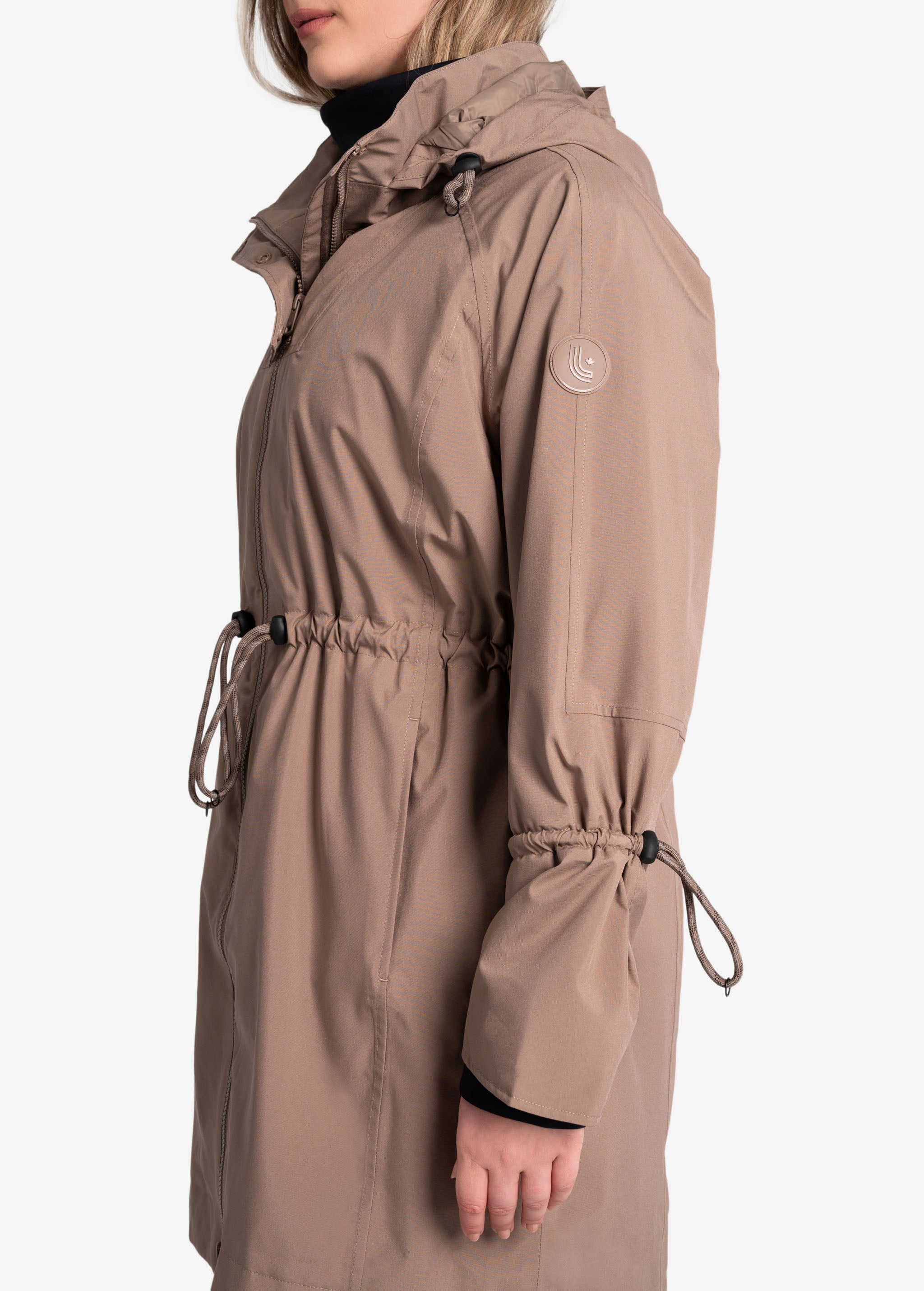 Lolë Piper Oversized Packable Rain Jacket in Fossil taupe