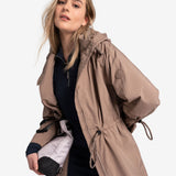 Lolë Piper Oversized Packable Rain Jacket in Fossil taupe