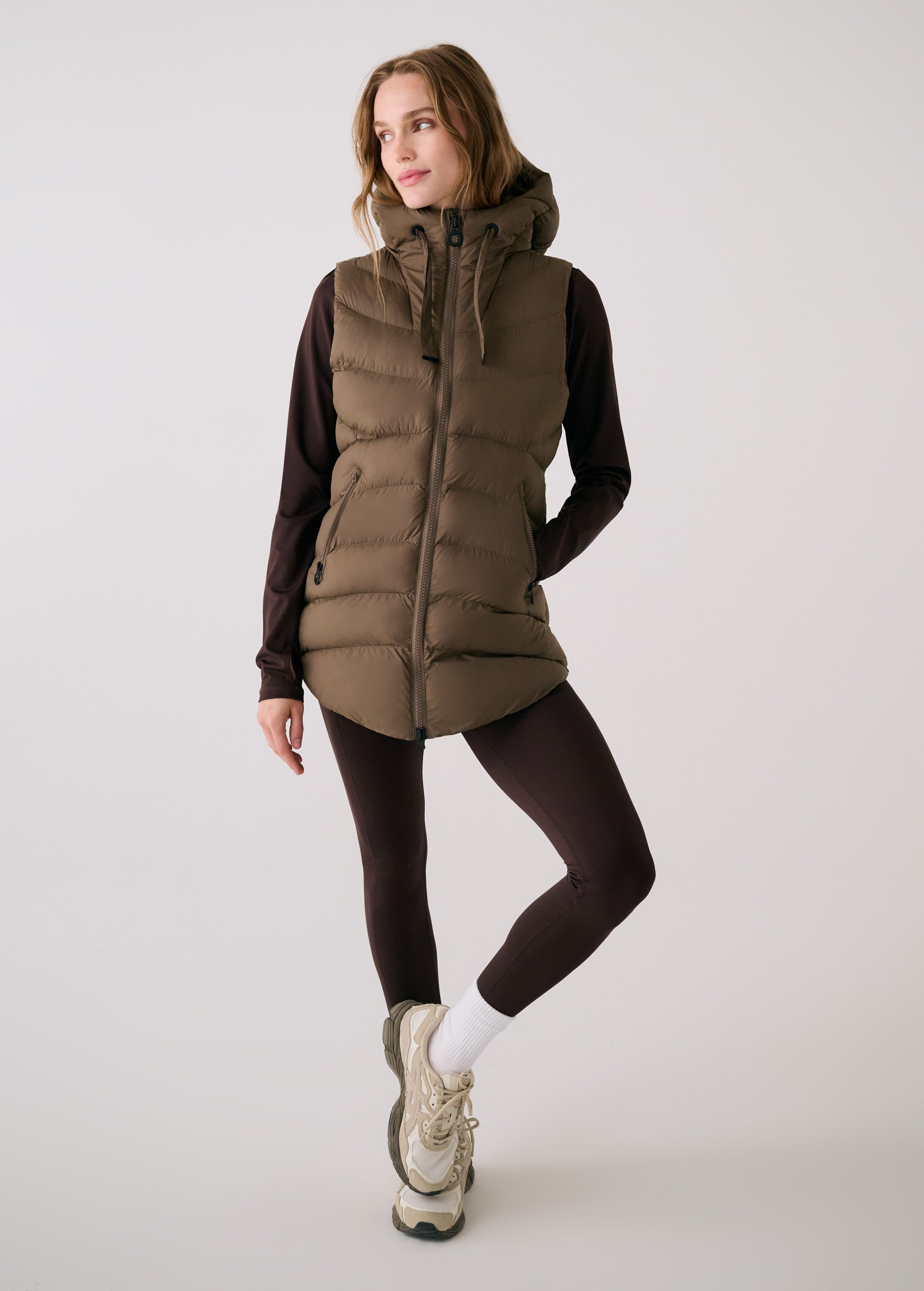 Lolë Transition Vest in Mocha olive brown
