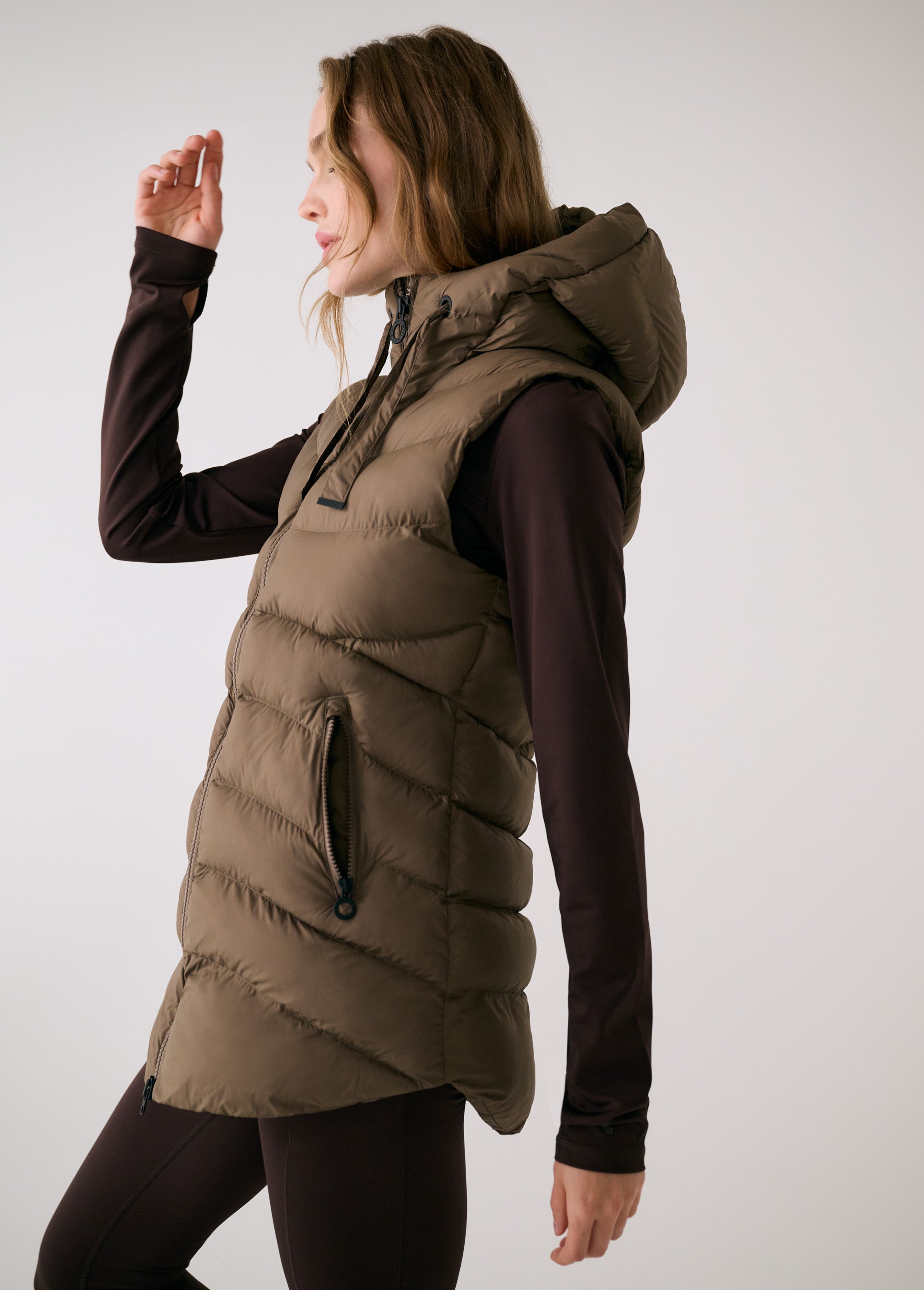 Lolë Transition Vest in Mocha olive brown