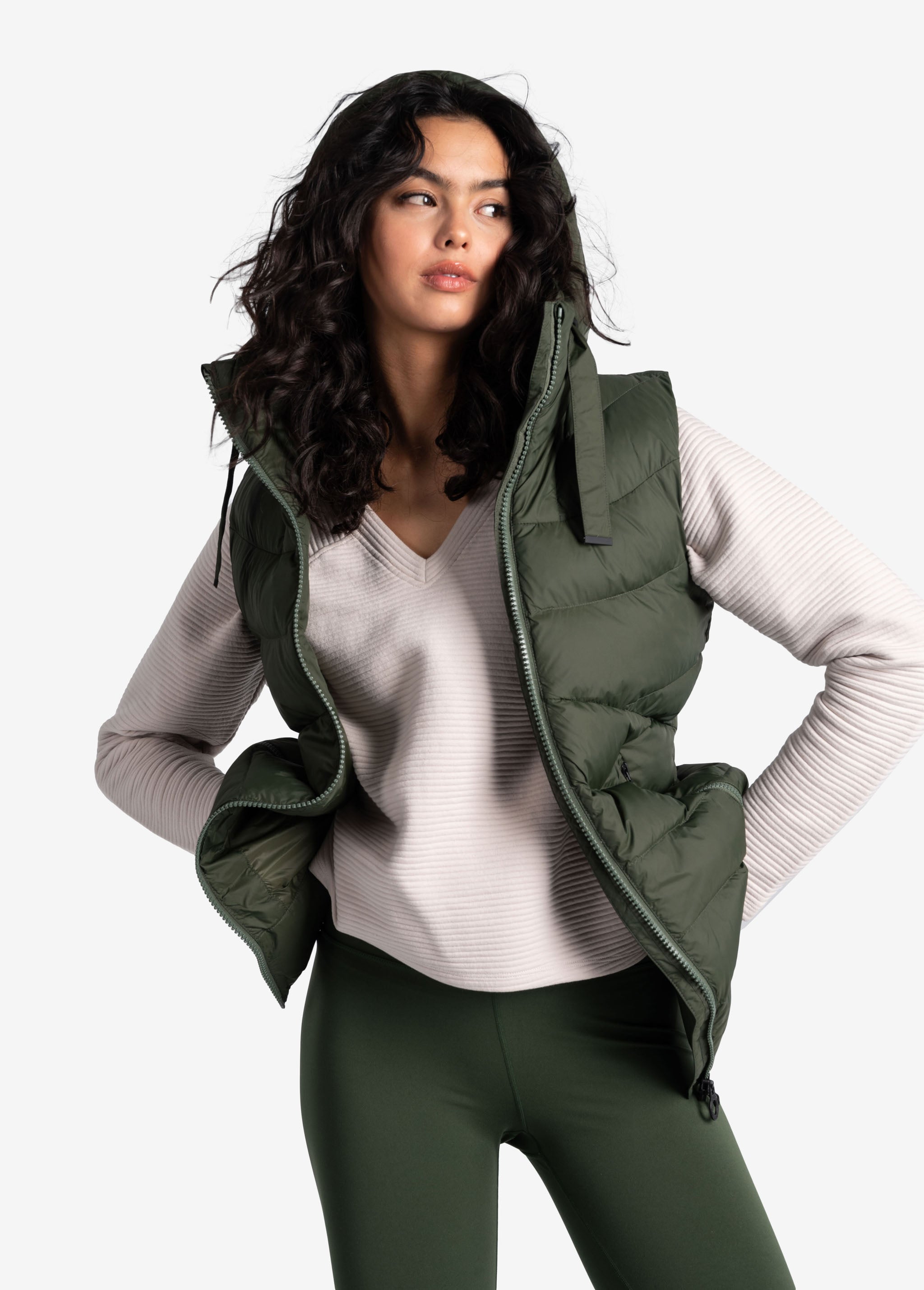 Lolë Transition Vest in Kombu olive green