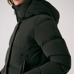 Lolë Après Down Winter Jacket in olive — achieve full-body warmth with this longline city jacket