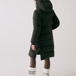 Lolë Après Down Winter Jacket in olive — achieve full-body warmth with this longline city jacket