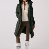 Lolë Après Down Winter Jacket in olive — achieve full-body warmth with this longline city jacket