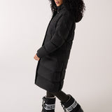 Lolë Après Down Winter Jacket in black — achieve full-body warmth with this longline city jacket