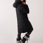 Lolë Après Down Winter Jacket in black — achieve full-body warmth with this longline city jacket