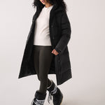 Lolë Après Down Winter Jacket in black — achieve full-body warmth with this longline city jacket