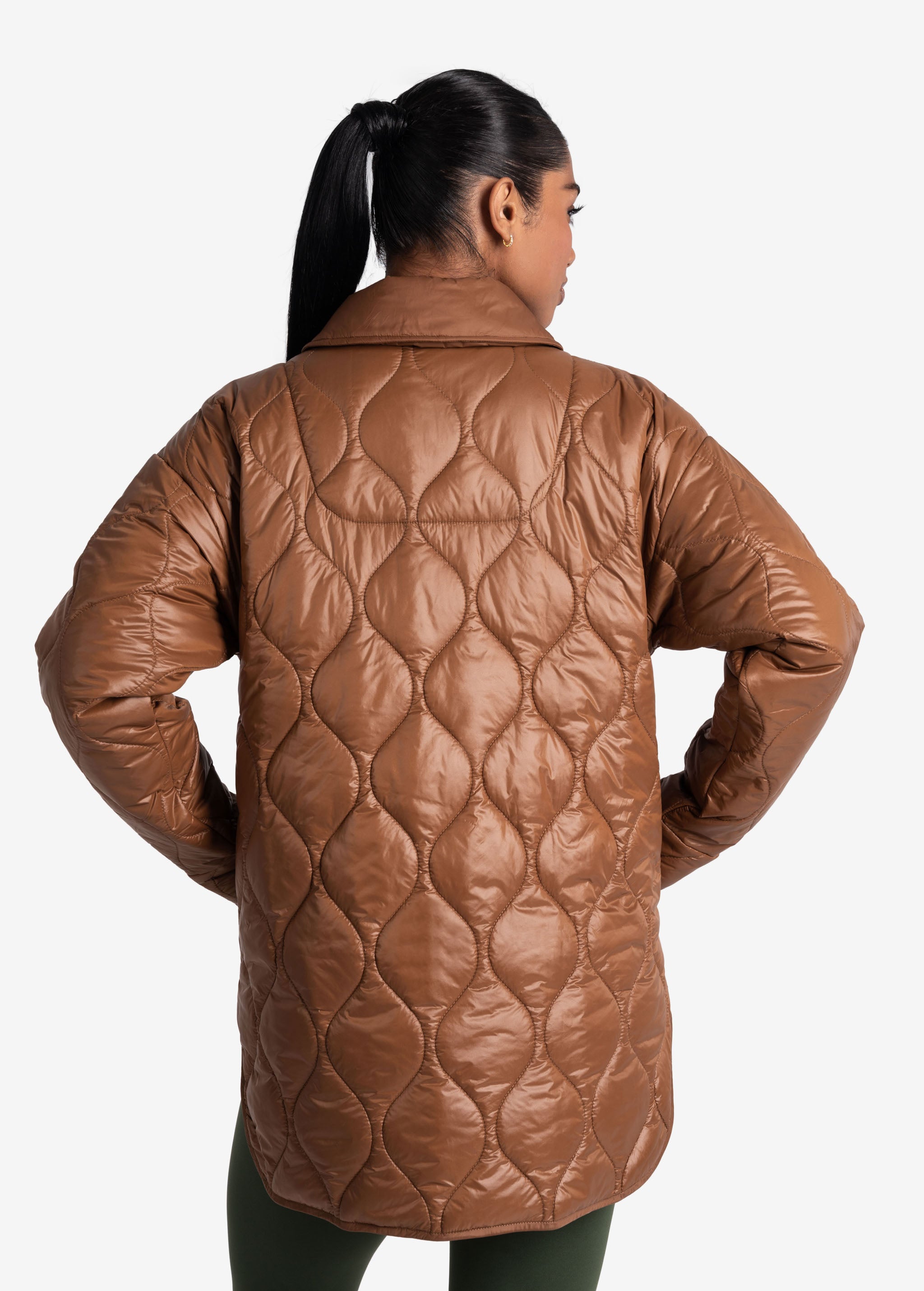 Lolë The Shacket Insulated Jacket in black — part shirt, part jacket, the Shacket is made for transitional days