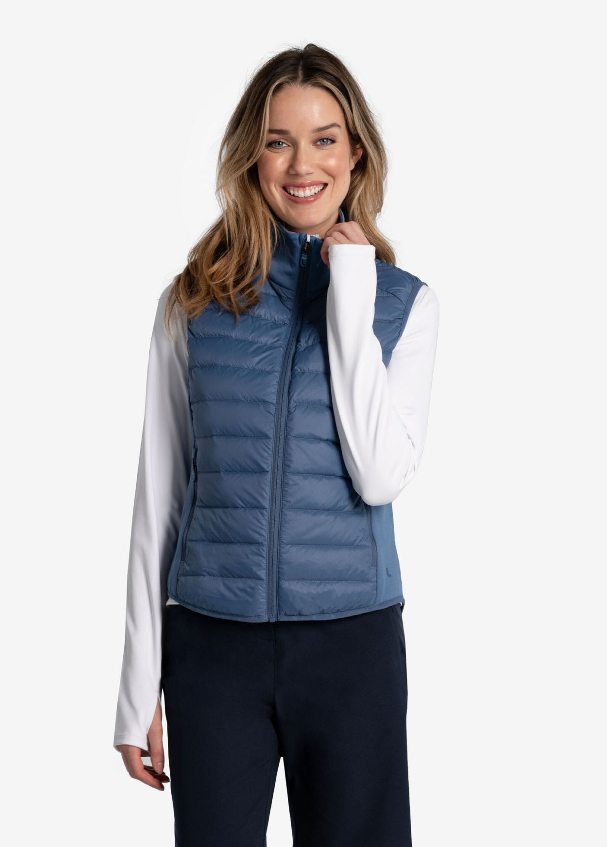 Lolë Just Insulated Vest in Ironstone slate blue
