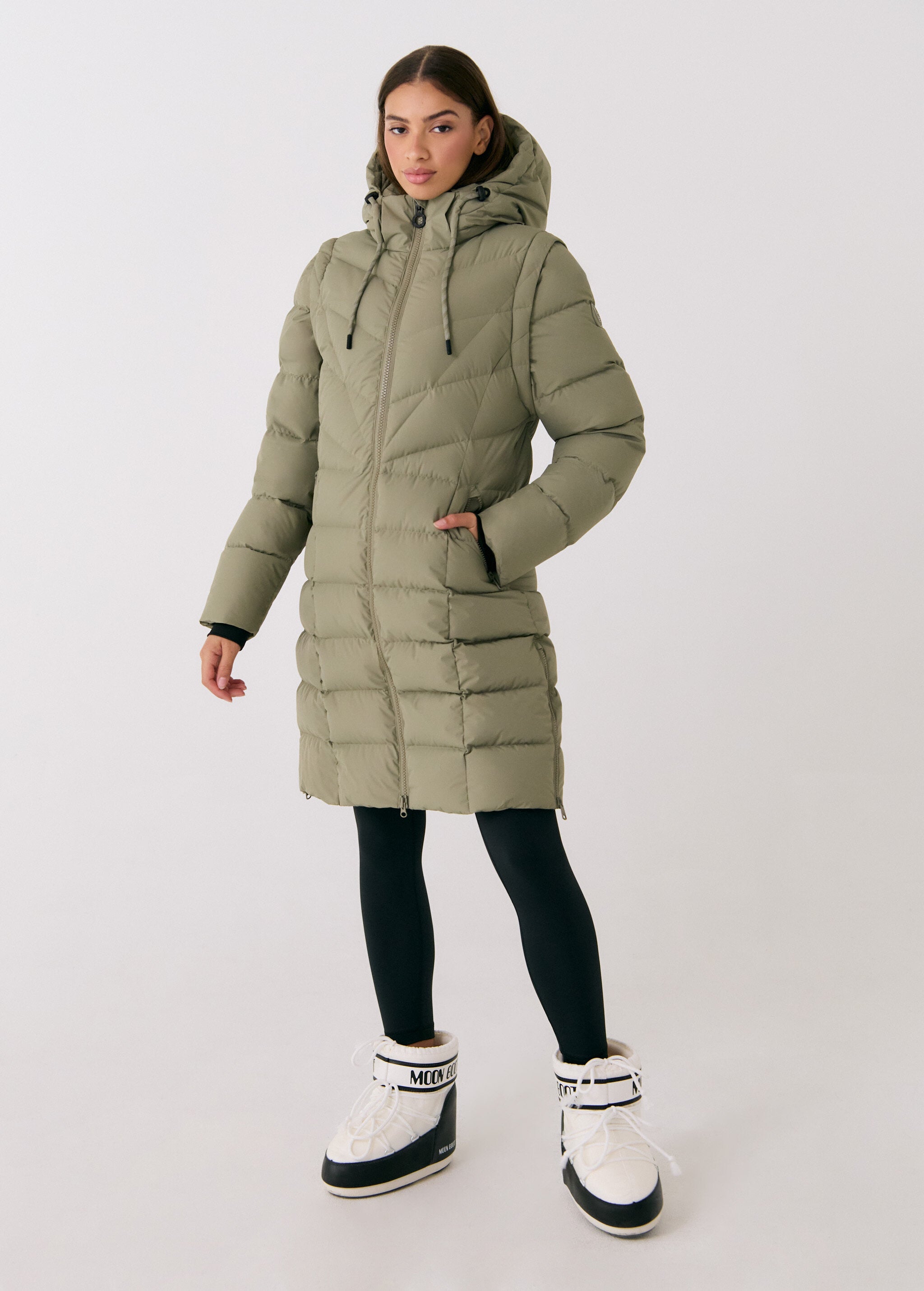 Lolë Berri Down Jacket in Hazel sage green — the Berri down jacket is your cold weather wardrobe hero