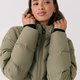 Lolë Berri Down Jacket in Hazel sage green — the Berri down jacket is your cold weather wardrobe hero