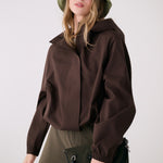 Lolë Alizé Rain Jacket in Java dark brown — fit note: Designed with a relaxed, oversized fit