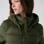 Lolë Eli Synth Down Bomber Jacket in Moss olive green — bonus points for the cropped fit and everyday-ready hues