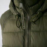 Lolë Eli Synth Down Bomber Jacket in Moss olive green — bonus points for the cropped fit and everyday-ready hues