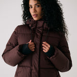 Lolë London Cropped Puffer in Java dark brown — the London Cropped Puffer combines bold style with everyday function