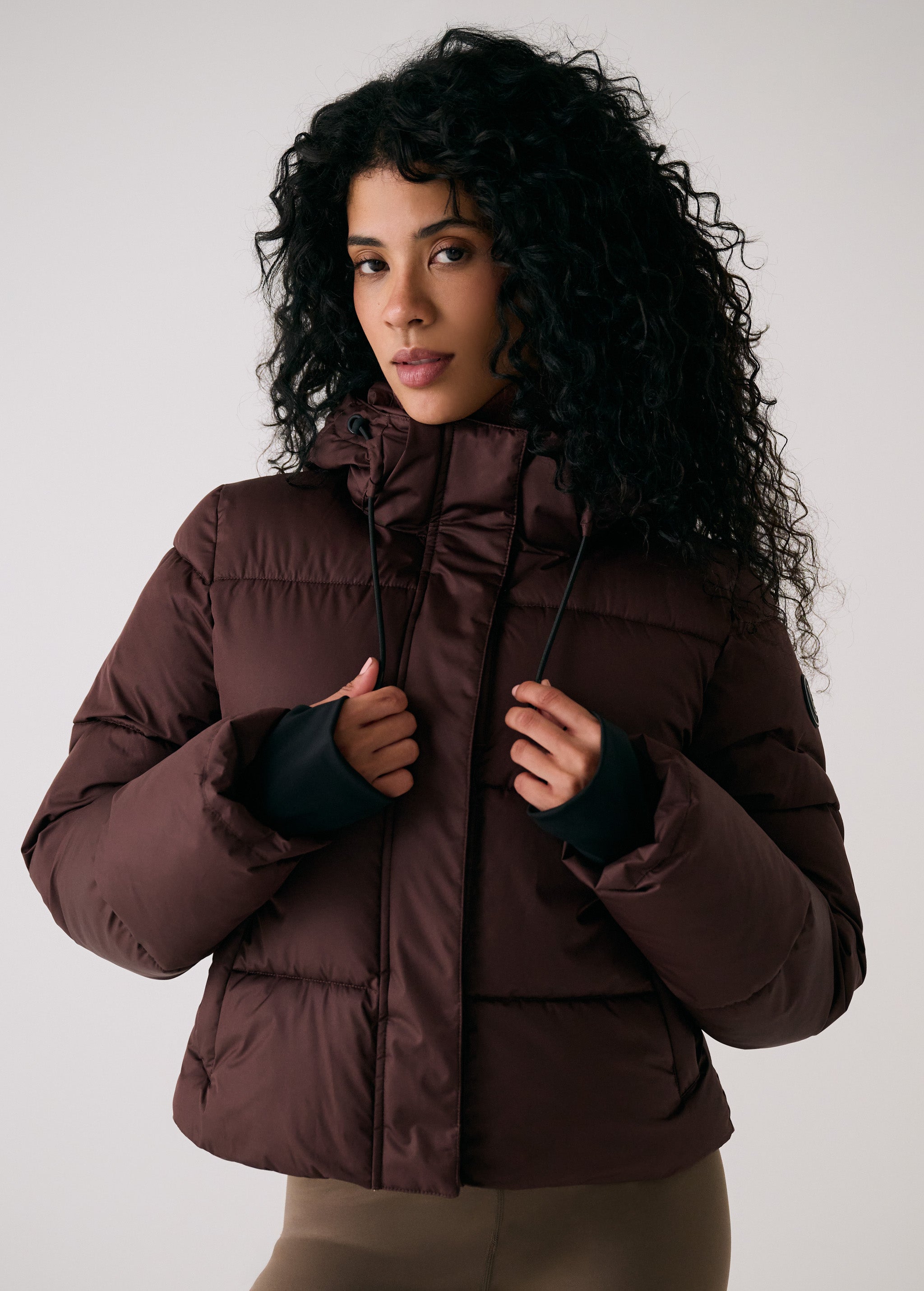 Lolë London Cropped Puffer in Java dark brown — the London Cropped Puffer combines bold style with everyday function