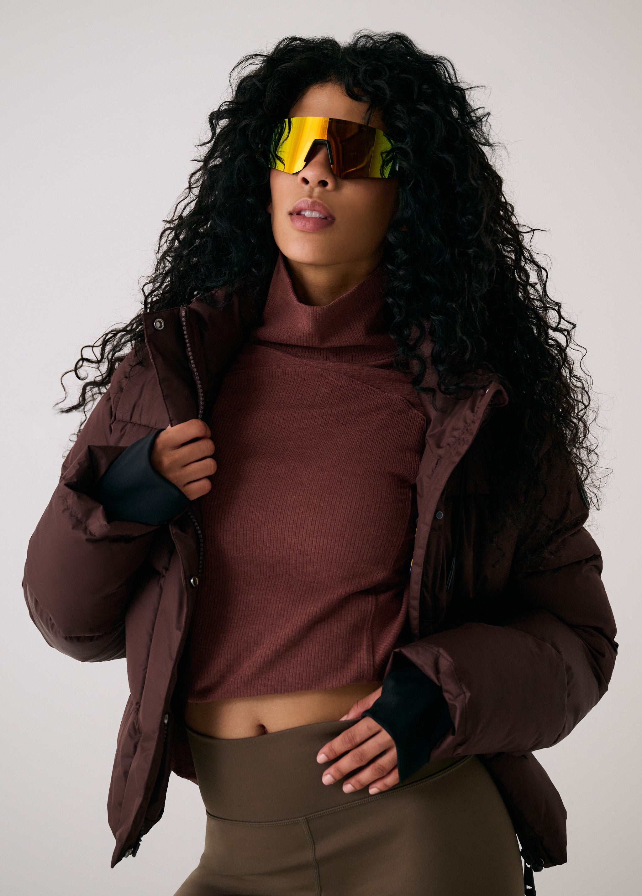Lolë London Cropped Puffer in Java dark brown — the London Cropped Puffer combines bold style with everyday function
