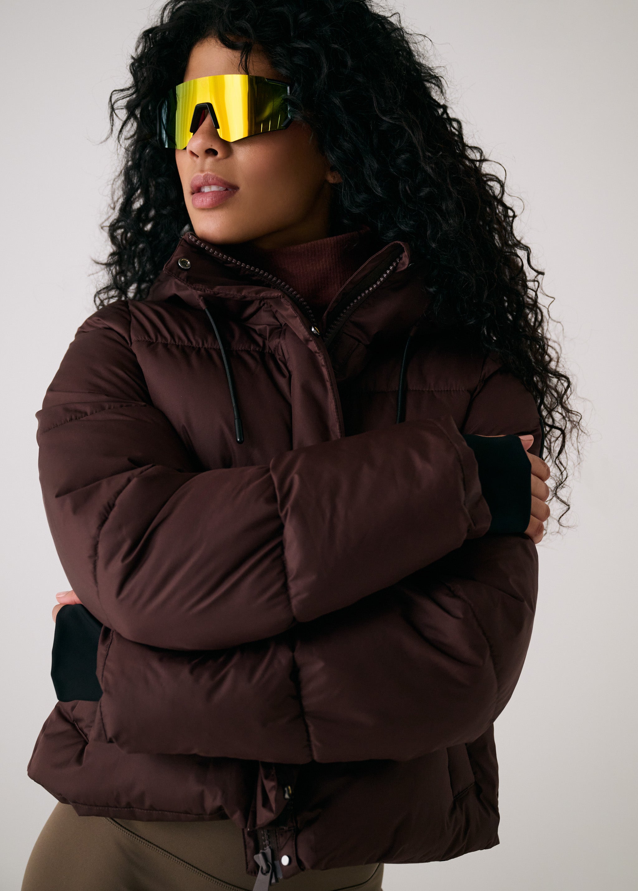 Lolë London Cropped Puffer in Java dark brown — the London Cropped Puffer combines bold style with everyday function
