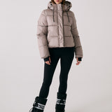 Lolë London Cropped Puffer in Pebble taupe — the London Cropped Puffer combines bold style with everyday function