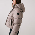 Lolë London Cropped Puffer in Pebble taupe — the London Cropped Puffer combines bold style with everyday function