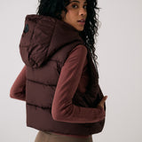 Lolë London Cropped Vest in Java dark brown — wear it over a hoodie or under a coat