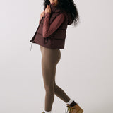 Lolë London Cropped Vest in Java dark brown — wear it over a hoodie or under a coat