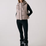 Lolë London Cropped Vest in Pebble taupe — wear it over a hoodie or under a coat