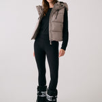 Lolë London Cropped Vest in Pebble taupe — wear it over a hoodie or under a coat