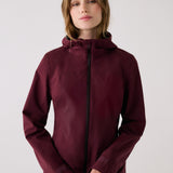 Lolë Element 2 Rain Jacket in burgundy — the Element 2 Rain Jacket is fully seam-sealed to keep moisture out
