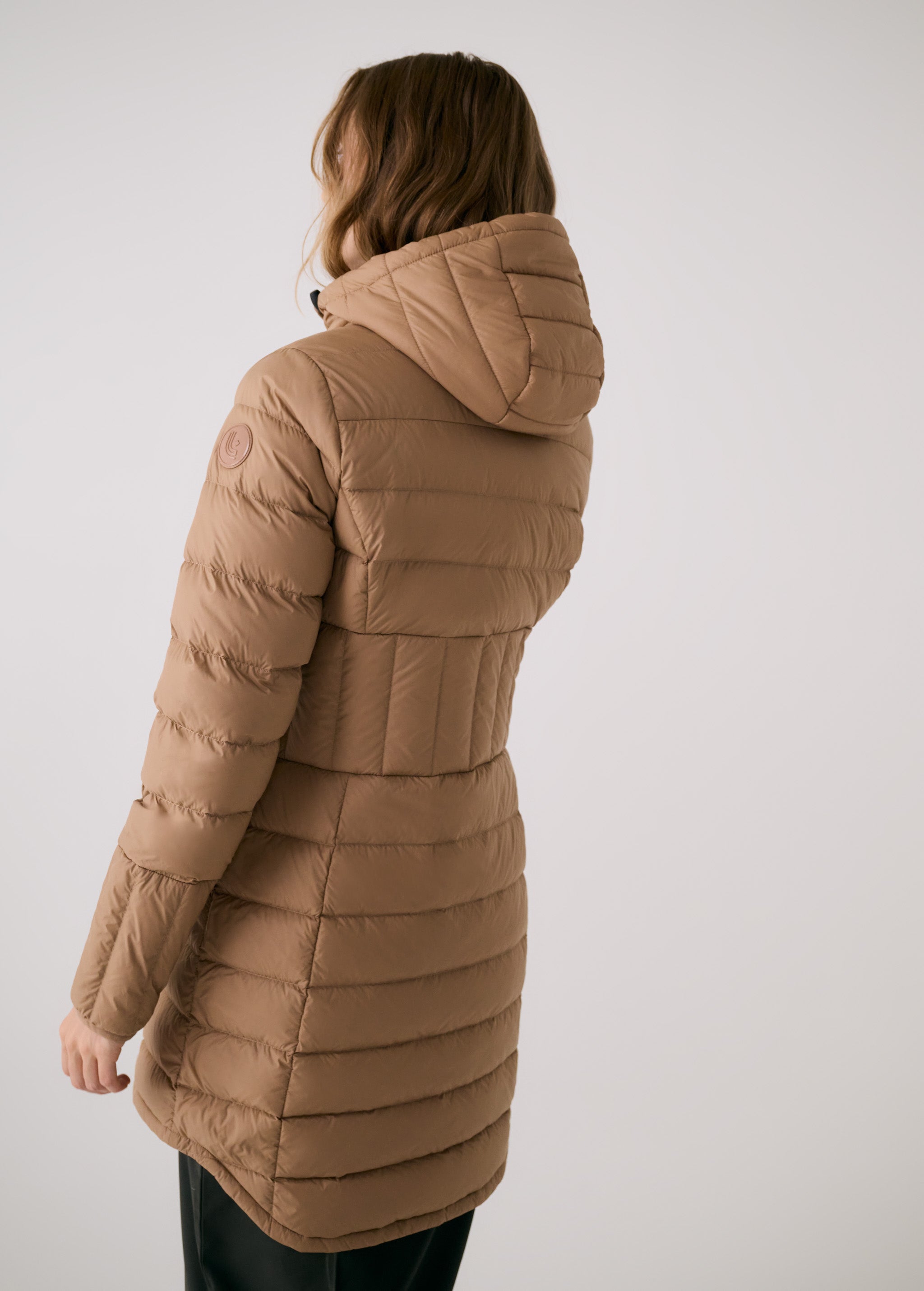 Lolë Claudia Down Jacket in Dune khaki brown