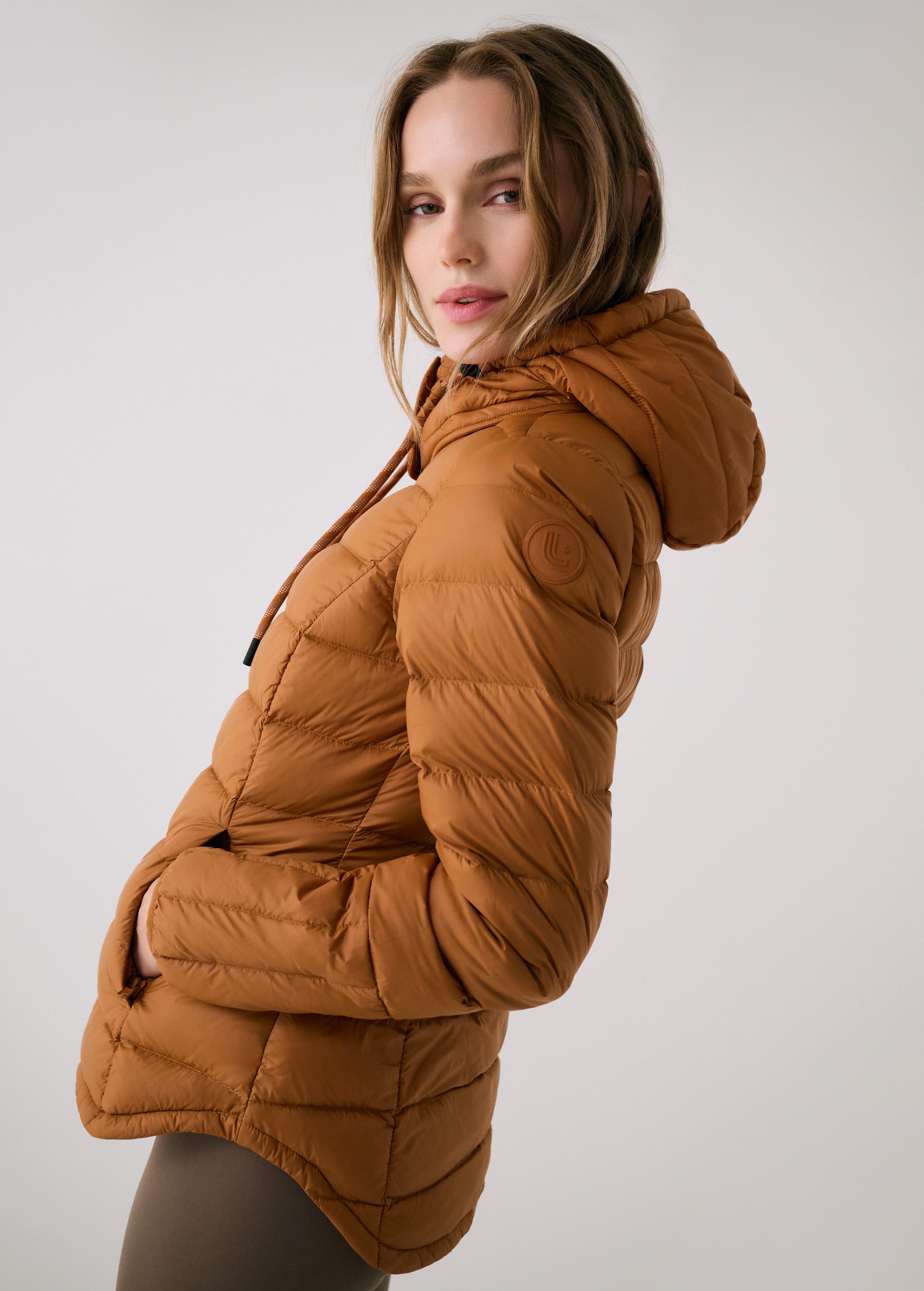 Lolë Emeline Down Jacket in Ginger camel brown
