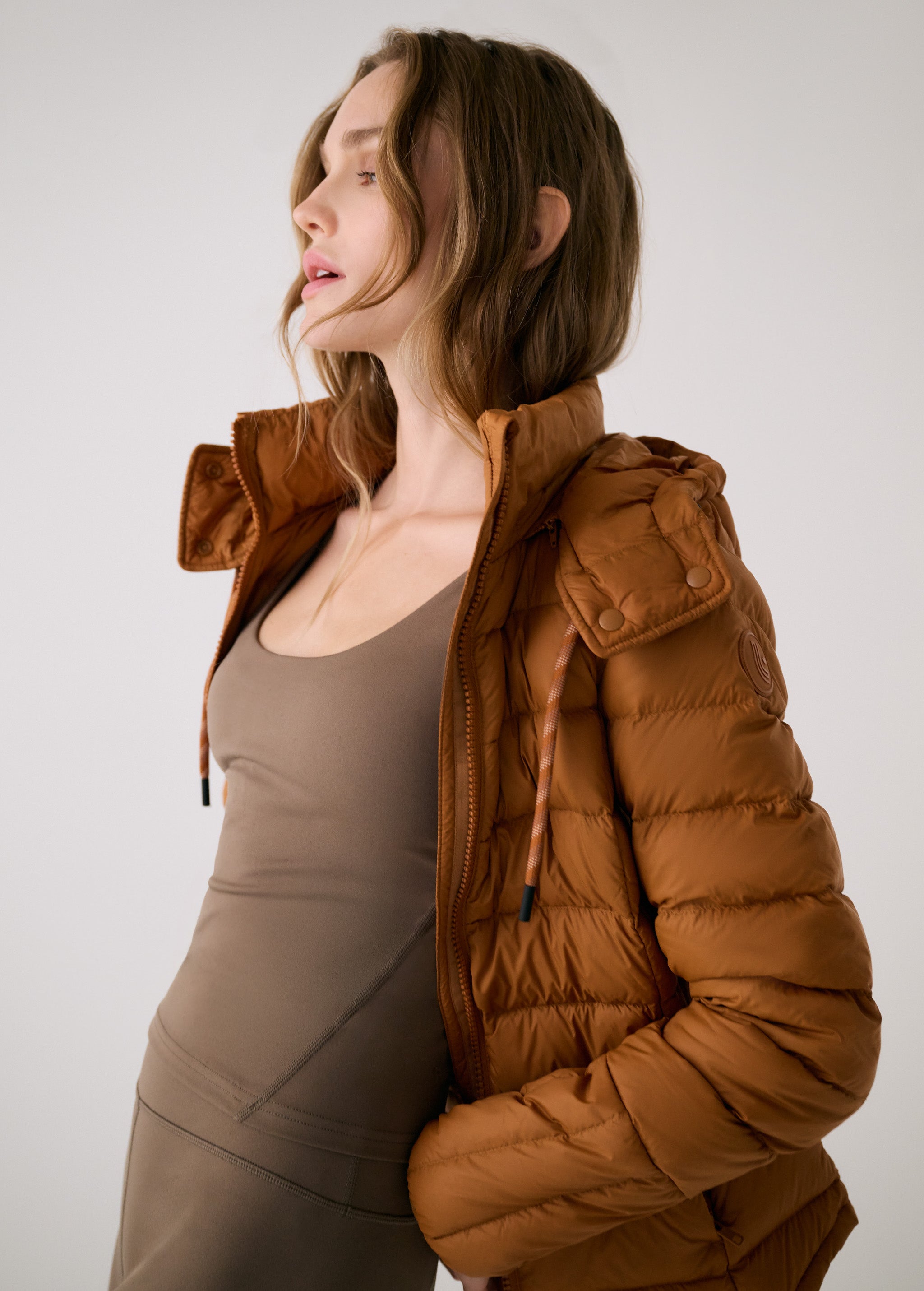 Lolë Emeline Down Jacket in Ginger camel brown