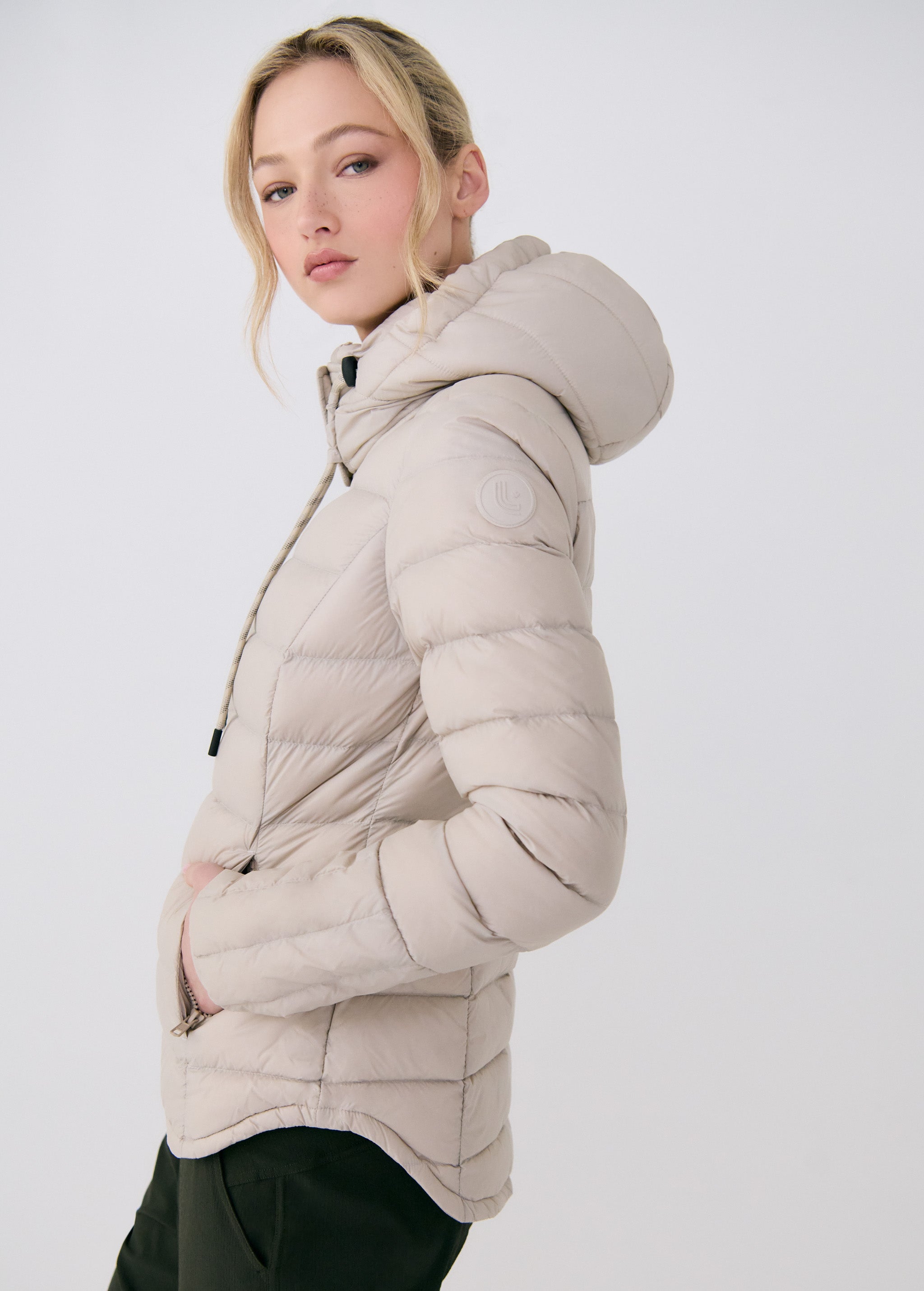 Lolë Emeline Down Jacket in Abalone pale greige
