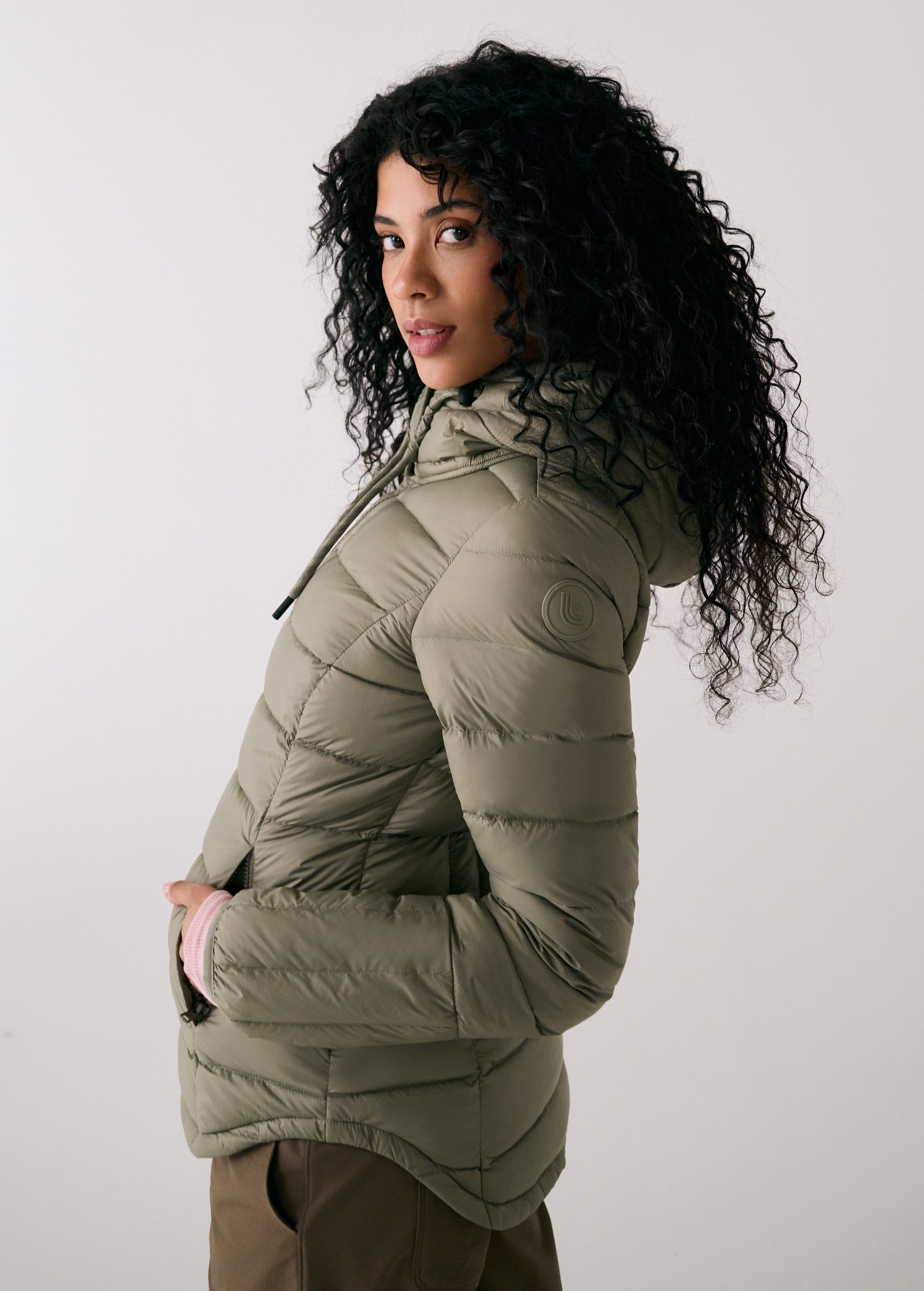 Lolë Emeline Down Jacket in Hazel sage green