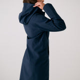 Lolë Element Long Rain Jacket in Outerspace navy — this longline jacket keeps water out while keeping your look sharp