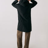 Lolë Element Long Rain Jacket in black — this longline jacket keeps water out while keeping your look sharp