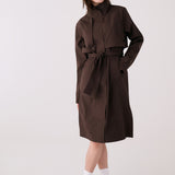 Lolë Alizé Trench Coat in Java dark brown — fit note: Cut with a relaxed fit for comfortable layering