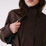 Lolë Alizé Trench Coat in Java dark brown — fit note: Cut with a relaxed fit for comfortable layering