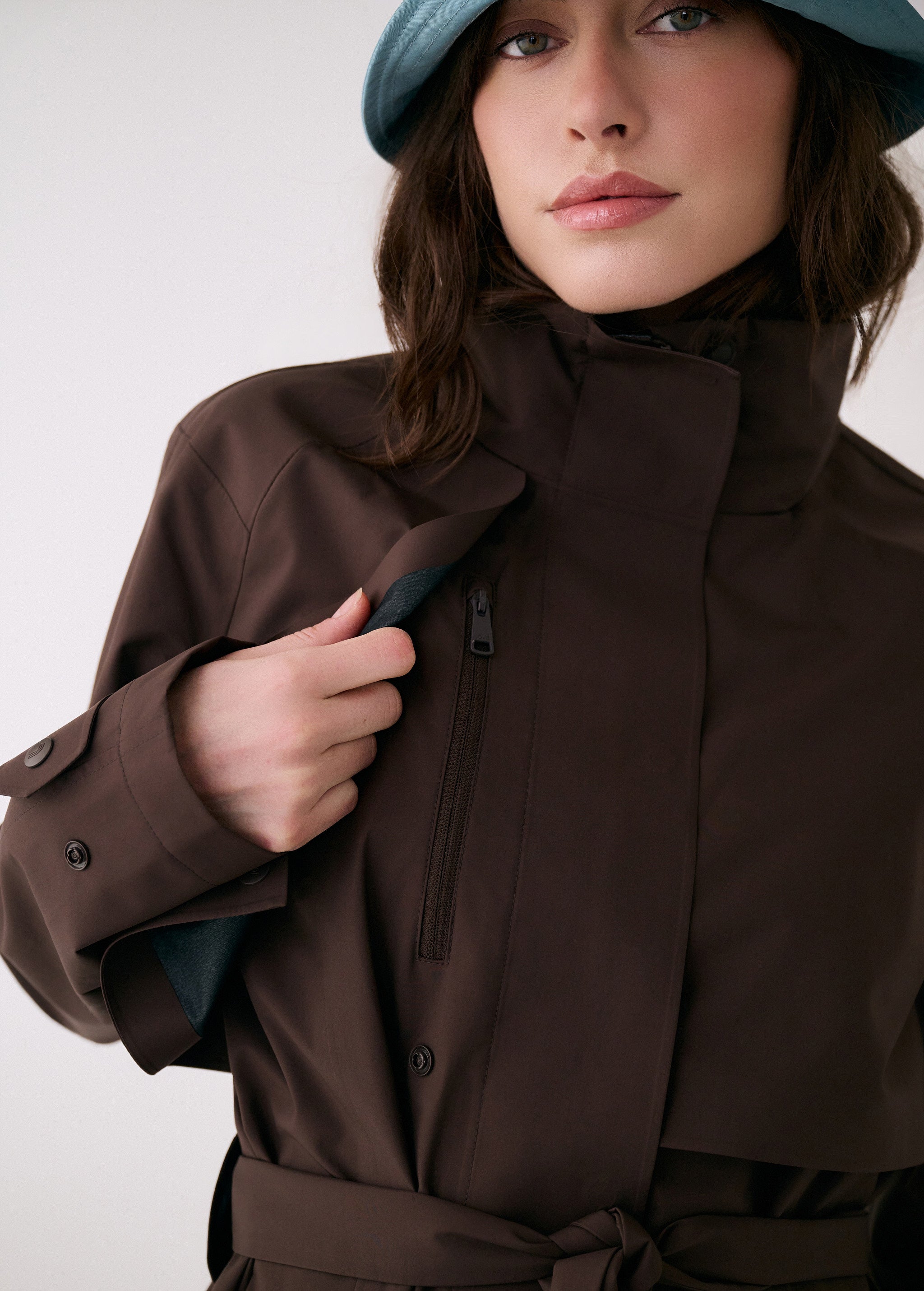Lolë Alizé Trench Coat in Java dark brown — fit note: Cut with a relaxed fit for comfortable layering