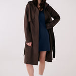 Lolë Alizé Trench Coat in Java dark brown — fit note: Cut with a relaxed fit for comfortable layering