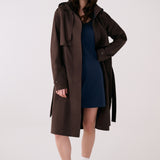 Lolë Alizé Trench Coat in Java dark brown — fit note: Cut with a relaxed fit for comfortable layering