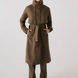 Lolë Alizé Trench Coat in Mocha olive brown — fit note: Cut with a relaxed fit for comfortable layering
